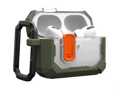 UAG Coque pour Boitier AirPods Pro 3 2025 Collection Plasma avec Mousqueton Vert olive