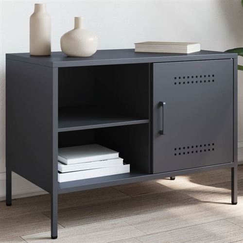 Vidaxl Meuble Tv Anthracite 68X39x50,5 Cm Acier, Support Tv, Buffet Tv, Meuble Multimédia, Banc Tv, Armoire Hifi 842998 - Image 2
