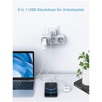 Multiprise avec USB - 3 voies - Prise USB C Murale Prise de