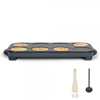 Crêpière Livoo Maxi crêpes party DOC186G 8 mini crêpes Ø 12 cm, 1500W, accessoires inclus coloris Gris - 1