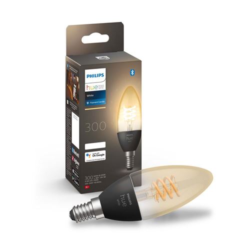 Ampoule connectée Philips Hue White E14 Filament Flamme 4.5W Transparent
