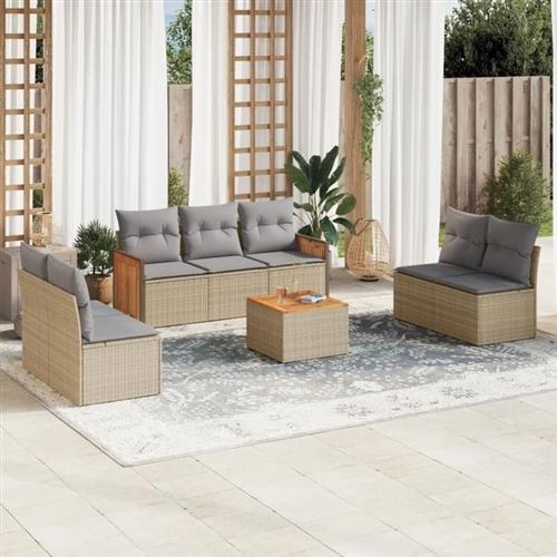 Non Communiqué Beige Salon De Jardin Vidaxl Rotin 8 Pieces X 59 X 69 7 Personnes