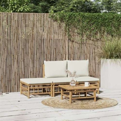Non Communiqué Beige Salon De Jardin Modulable Vidaxl 3 Personnes 4 Pieces 69 X 55 X 65 Bambou