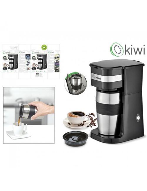 Kiwi - Cafetera con Taza Portátil 420cc 700W - Compacta y Ligera - Ergonómica y Fácil de Limpiar