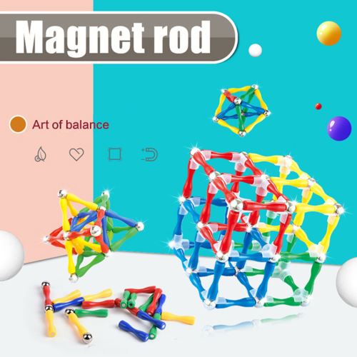 Jokooan Construction Magnetique Enfant 144 pcs, Set de Bâtons Magnétiques  STEM Jouet, Jeux Educatif de Construction pour Enfa