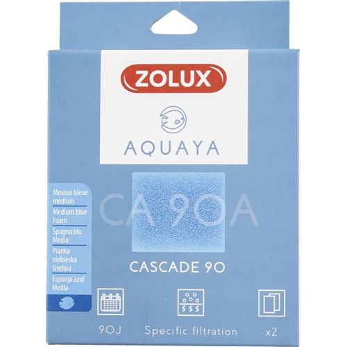 Filtre pour pompe cascade 90, filtre CA 90 A mousse bleue medium x2. pour aquarium. - zolux - ZO-330205