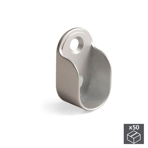 Emuca Support pour tube d'armoire, Zamak, Gris métallisé, 50 ut.