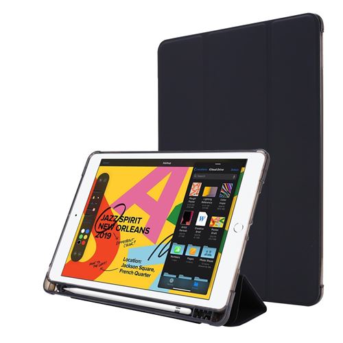 Générique Noir Etui En Pu Avec Support Tripliure Et Porte-Stylo Pour Votre Apple Ipad 10.2 (2019)