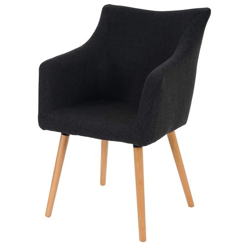 Chaise de séjour / salle à manger Malmö T382 / style rétro des années 50 / tissu, gris foncé