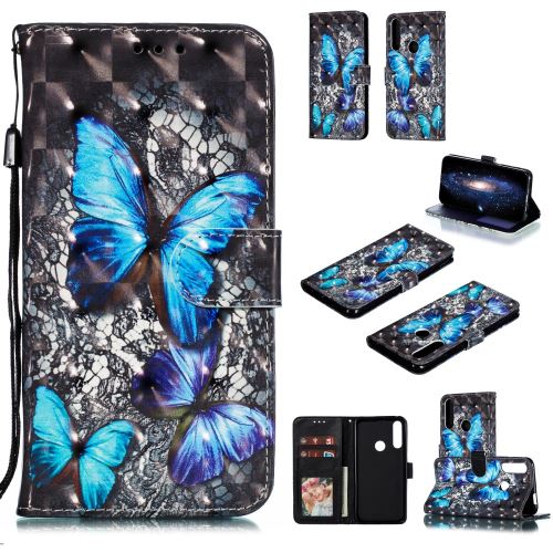 Etui en PU style d'impression spot de lumière décor papillon bleu pour votre Huawei P Smart Z/Y9 Prime 2019