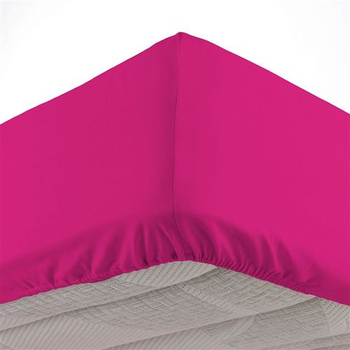 Drap housse 1 personne 90 x 190 cm uni 57 fils lina Bois de rose