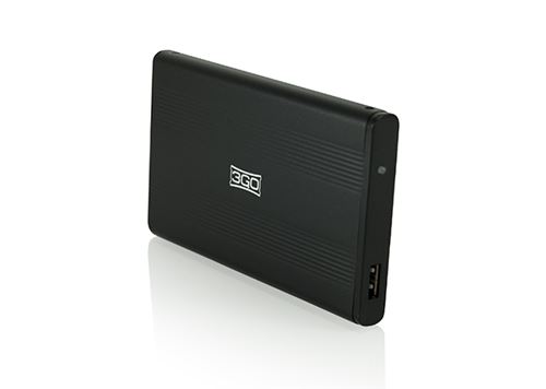 3GO HDD25BK12 USB powered boite de stockage - boites de stockage (SATA, Noir, Aluminium, Windows98/98SE/ME/2000/XP/Vista, Mac OS 9.0, Linux)