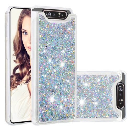 Coque en TPU paillettes dynamiques argent pour votre Samsung Galaxy A90/A80