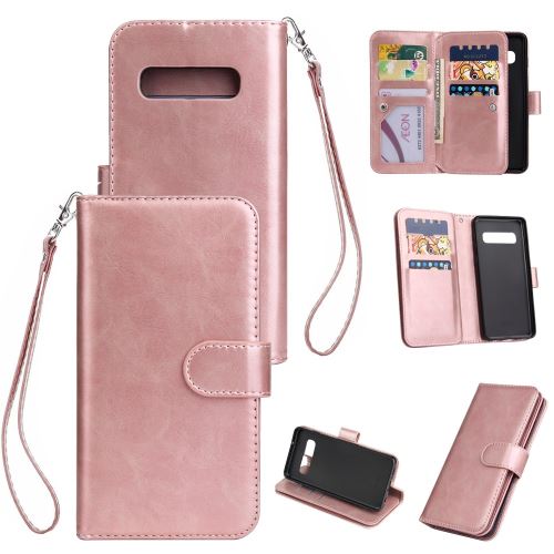 Etui en PU Support à 9 fentes or rose pour votre Samsung Galaxy S10