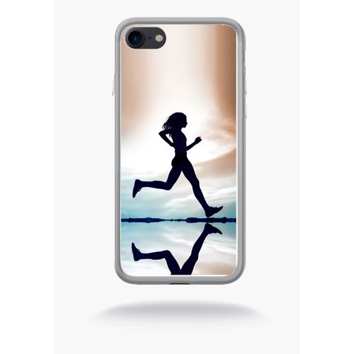 Coque Course Silhouette Compatible Apple Iphone 7 Silicone Blanc Mat