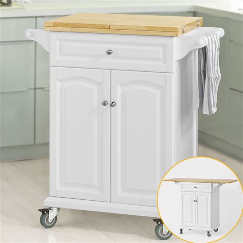 SoBuy® FKW36-WN Table roulante Meuble de Rangement pour Cuisine Chariot de Cuisine de Service
