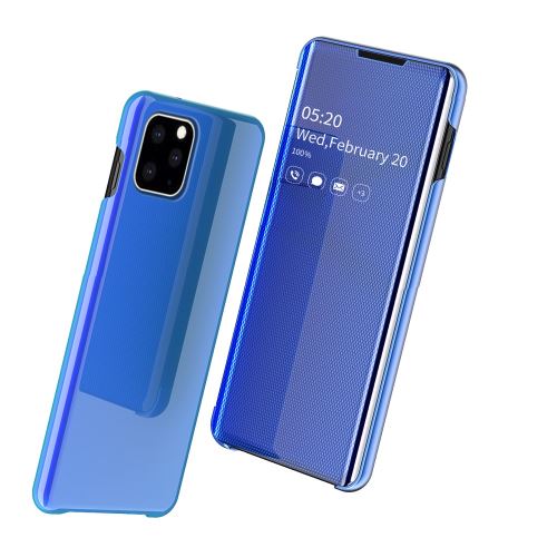 Etui en PU miroir de vue vertical bleu pour votre Apple iPhone XR (2019) 6.1 pouces