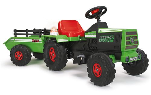 Injusa tracteur de véhicule de batterie avec la remorque 6V 140 cm vert