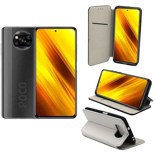 Housse blanche pour Xiaomi Poco X3 NFC (Pocophone X3 NFC) 2020 Protection Portefeuille blanc à Rabat avec Porte Cartes