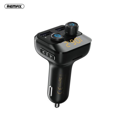 Transmetteur FM Bluetooth REMAX voiture Adaptateur Radion sans fil avec Musique Bass, Appel Mains Libres, Dual USB Ports, Support Carte SD et Clé USB - noir
