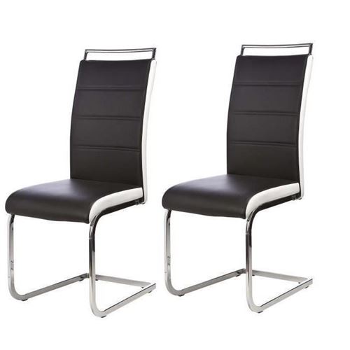 Dylan Lot De 2 Chaises De Salle A Manger - Simili Noir Et Blanc - Contemporain - L 42,5 X56 Cm
