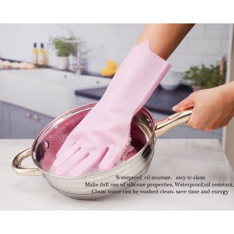 2€ sur 1 paire gants cuisine gants de nettoyage en silicone magie gant de  lavage de silicone (rose) - Gant de cuisson - Achat & prix