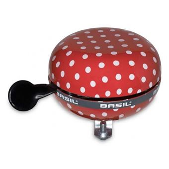 BASIL BIG BELL POLKADOT, sonnette de velo, 80mm Ø, red/white dots