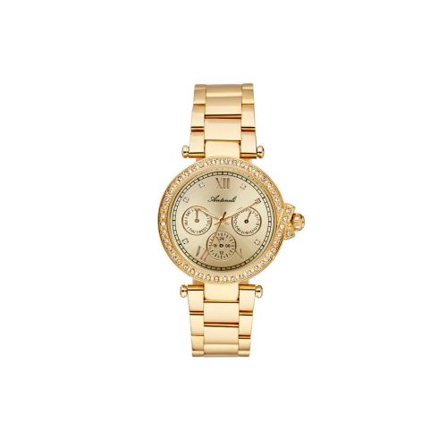 Montre Femme Antoneli Cadran 33mm En steel Jaune Clair Et Bracelet Doré En Acier AL0519-01
