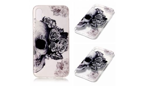 Coque souple motif Skull-roses pour iPhone X