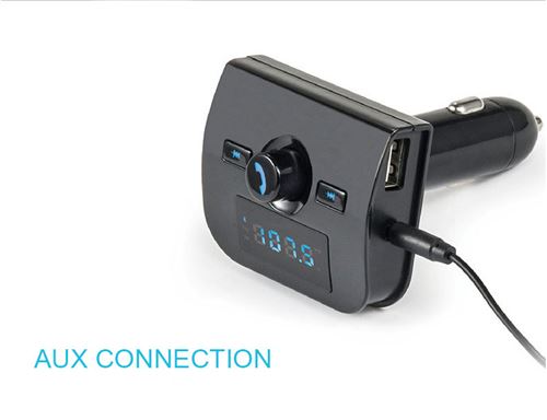 Qumox Transmetteur FM Bluetooth, Kit Main Libre Voiture Émetteur FM sans  Fil Adaptateur Radio Lecteur MP3 avec Appel Main Libre, Dual USB Ports  5V/2A & 3.1A Chargeur Voiture, Soutien Clé USB
