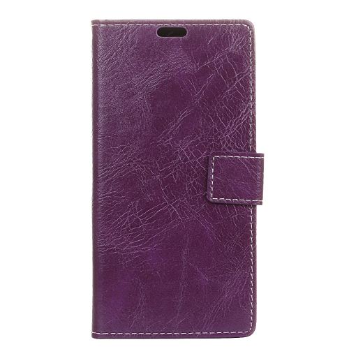 Etui en PU rétro avec support violet pour votre Samsung Galaxy J6 Plus/J6 Premium