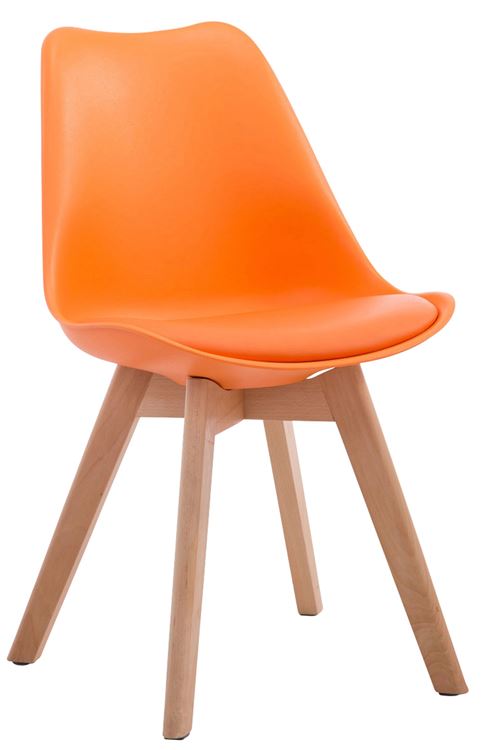 Chaise de visiteur Borneo V2 similicuir , Orange/Bois de chêne Nature