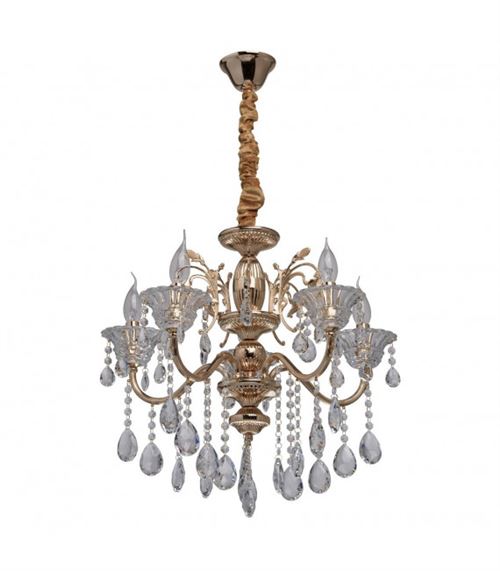 Suspension dorée Crystal 5 ampoules 100 Cm