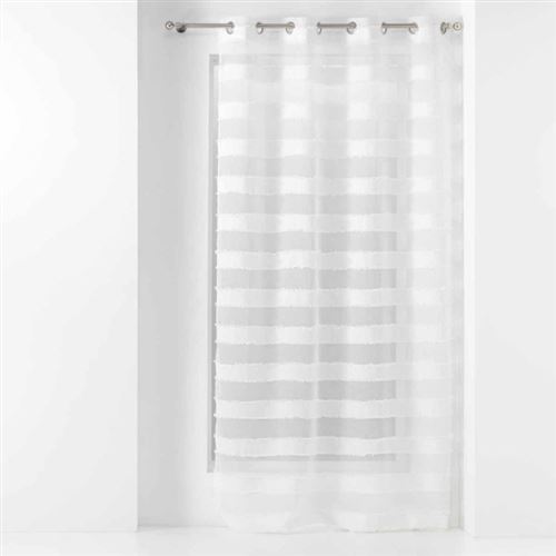 Voilage a oeillets 140 x 260 cm voile sablé fils coupés Lalina Blanc Douceur d'Intérieur