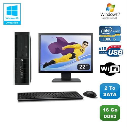 Pc hp elite 8100 sff intel core i5 3.2ghz 16go 2to graveur wifi w7 ecran 22 État correct - Hewlett-Packard reconditionné disponible sur Fnac