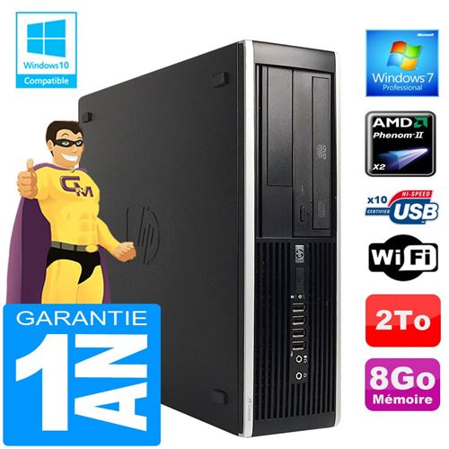 PC HP Compaq 6005 Pro Sff Amd Phenom II Ram 8Go Disque 2 To Graveur Dvd WiFi W7