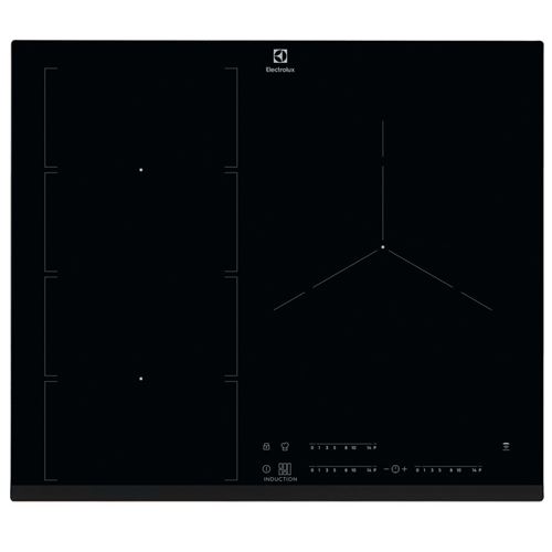 Electrolux EIV653 - Table de cuisson à induction - 3 plaques de cuisson - Niche - largeur : 56 cm - profondeur : 49 cm - noir - avec avant biseauté