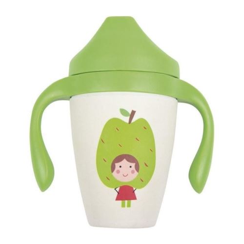 mill'o bébé tasse d'apprentissage en fibres naturelles - anti-fuite et ergonomique - design pomme - 6 a 18 mois