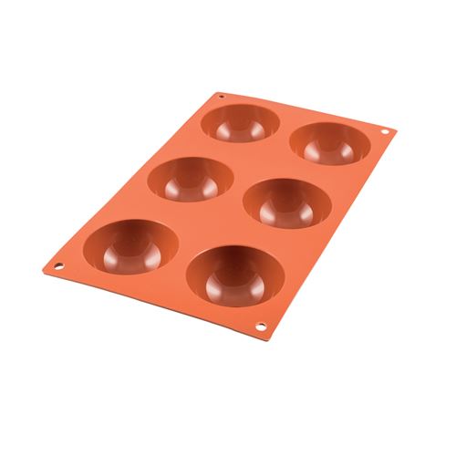 Moule 6 demi sphères en silicone - Silikomart - Orange - Silicone