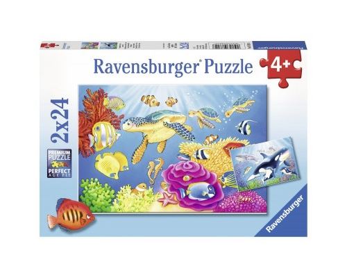 Puzzle 24 Pièces : 2 Puzzles - Monde Sous-Marin Coloré, Ravensburger