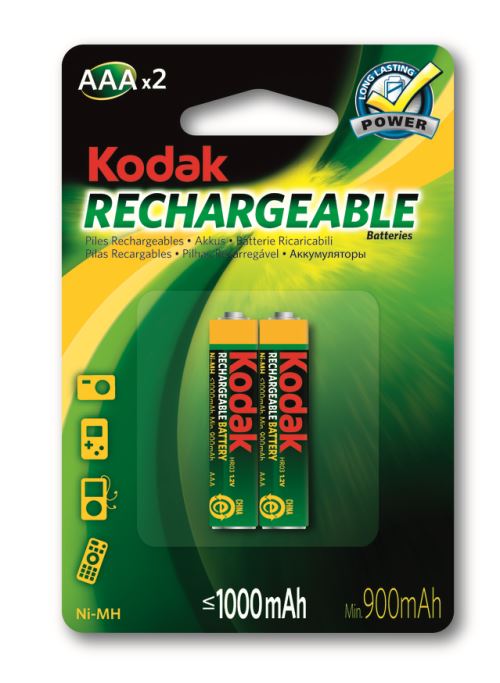 2 x AAA oplaadbare krachtige Kodak piles - 1000mAh