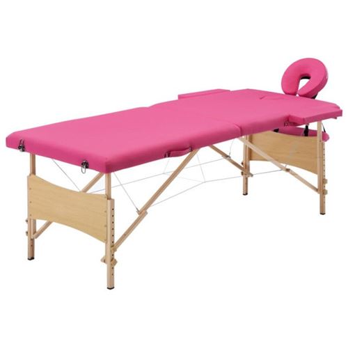 Vidaxl Rose Table De Massage Pliable 2 Zones Bois