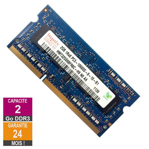 Acheter Barrette Mémoire 2Go RAM DDR3 Hynix HMT325S6BFR8C-H9 SO-DIMM PC3-10600 1333MHz 1Rx8 État correct - 14,21 € Barrette Mémoire 2Go RAM DDR3 Hynix HMT325S6BFR8C-H9 SO-DIMM PC3-10600 1333MHz 1Rx8 État correct - SK Hynix reconditionné disponible sur Fnac