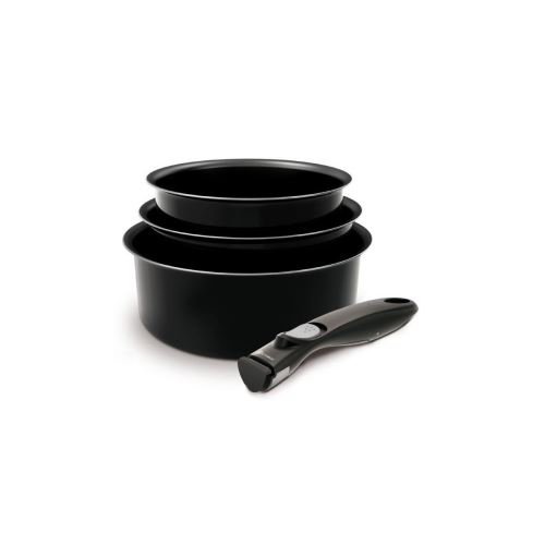 Backen Easycook Set De 3 Casseroles + Poignee - O 16-18-20 Cm - Noir