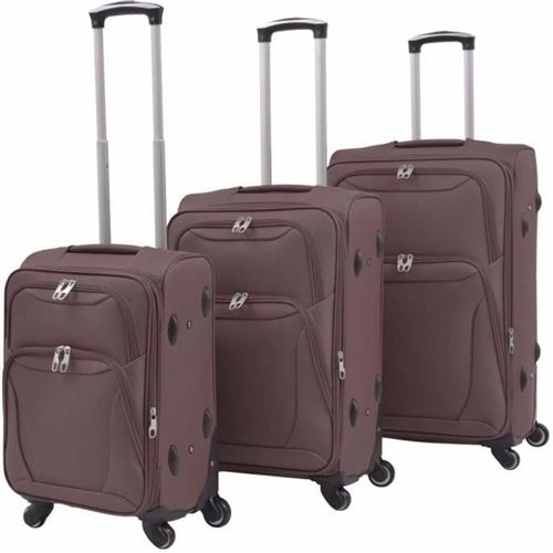 Non Communiqué Marron Jeu De Valises Souples - Vidaxl - 3 Pcs - Couleur Café - Tissu Oxford - 4 Roulettes 360°