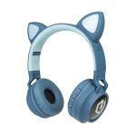 PowerLocus Casque Enfant Bluetooth, Volume limité à 85db, Réglable, Micro SD Carte Slot, Lumières LED - Bleu