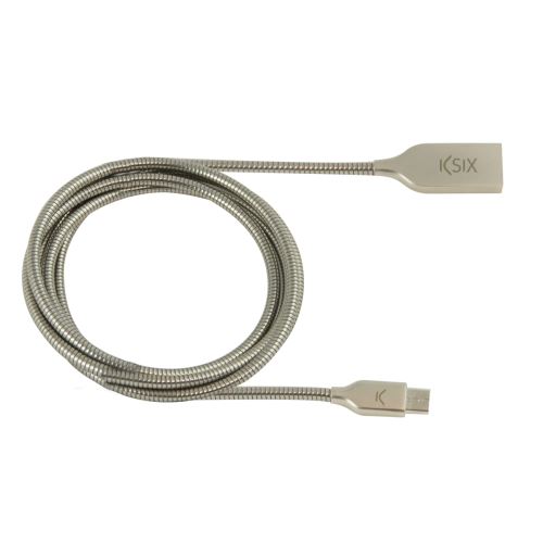 KSIX Flexteel Sync & Charge Câble USB-Micro USB 2.4A 1 Mètre Steel