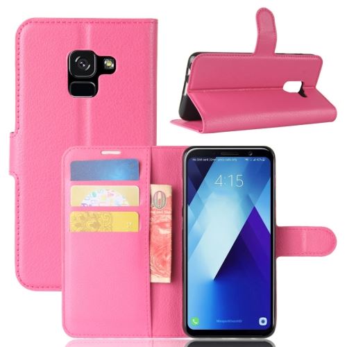Galaxy A7 (2018) / A730F Housse Etui Cuir PU Texture Litchi Magenta ALS51507