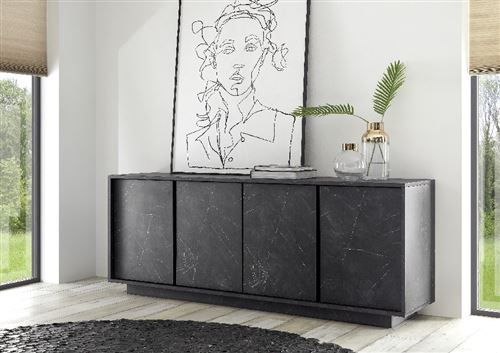 SUBLEEM Buffet 4 portes Frosinone marbre noir