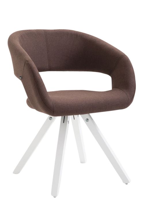 Chaise de salle à manger Suez tissu - Style scandinave - Piètement Blanc - Couleur Marron